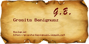 Grosits Benignusz névjegykártya